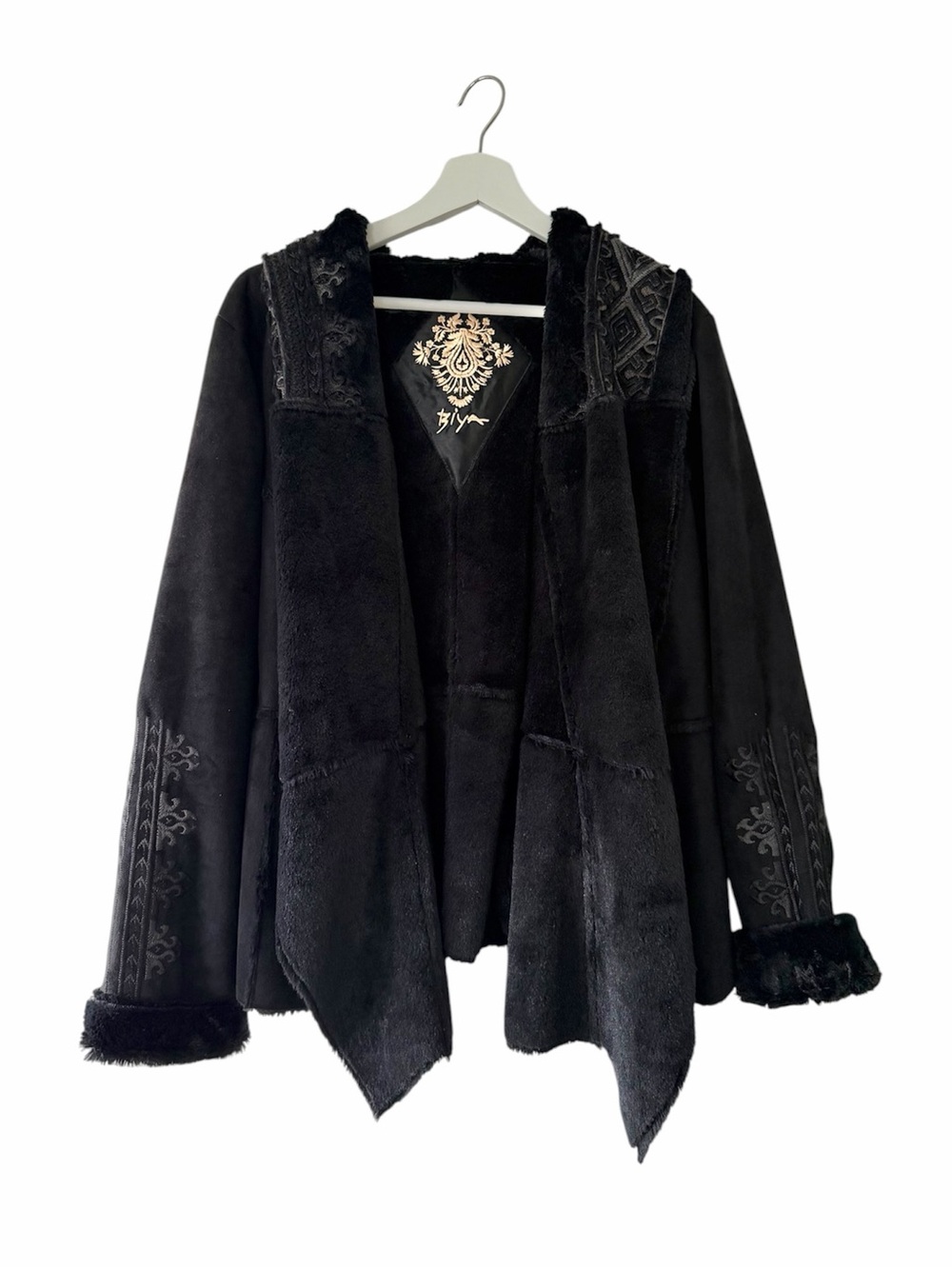 Biya Johnny Was Faux Fur Embroidered Hooded Coat Size Large